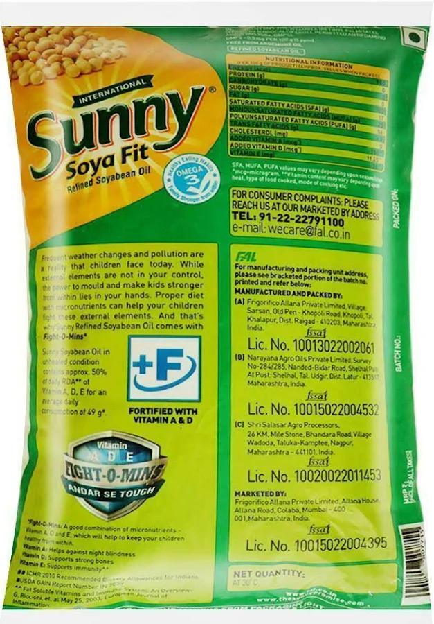 Sunny Soya Fit Refined Soyabean Oil 800g