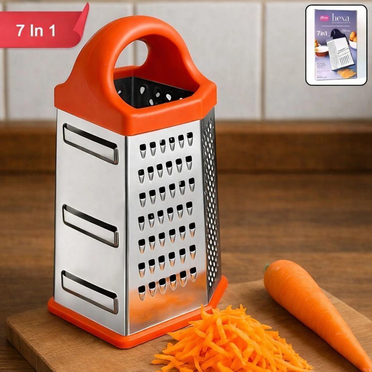 Supermom 7-in-1 Stainless Steel Box Grater with Ergonomic Handle