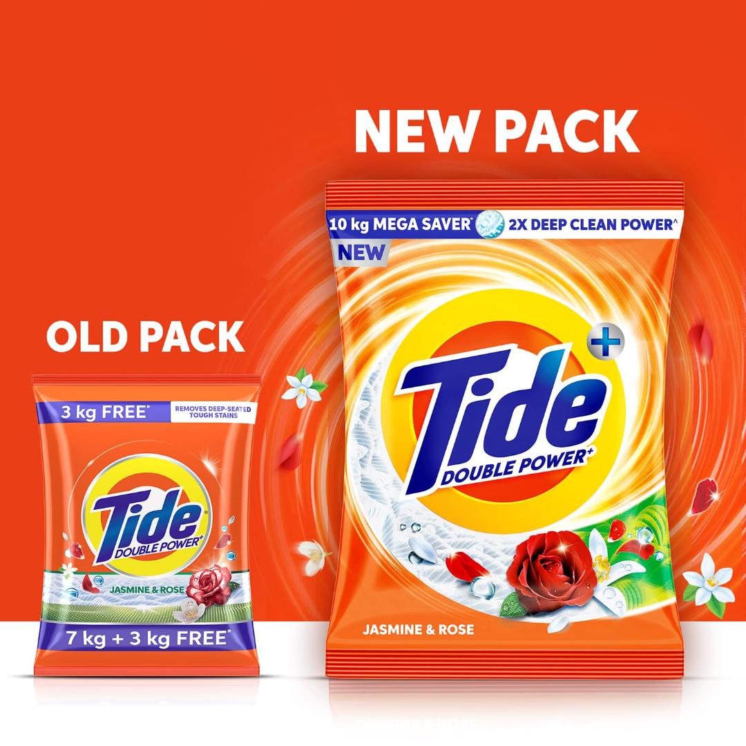 Tide Plus Double Power Washing Detergent Powder (Jasmine & Rose),10kg