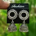 Traditional Oxidised Silver Jhumka Earrings Set Stylish Big Jhumki (6Pair Combo)