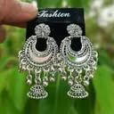 Traditional Oxidised Silver Jhumka Earrings Set Stylish Big Jhumki (6Pair Combo)