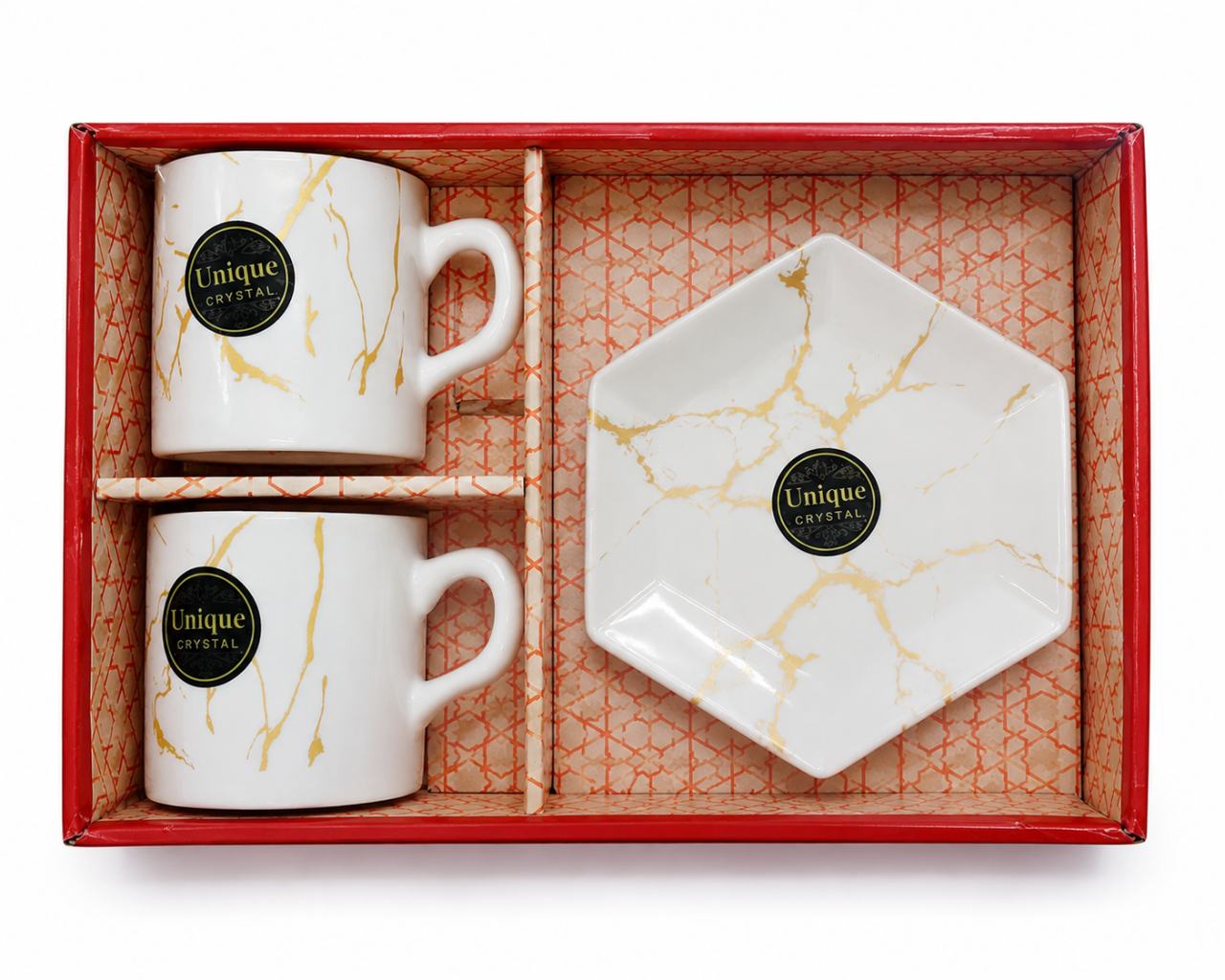 Unique Crystal Gossip Tea Cup & Snack Platter Set (3 Pcs)