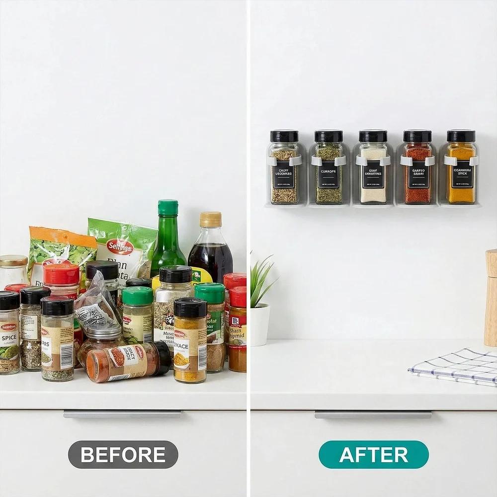 Wall Mounted Spice Rack Organizer with Adhesive Stick Holder (1 Pc)