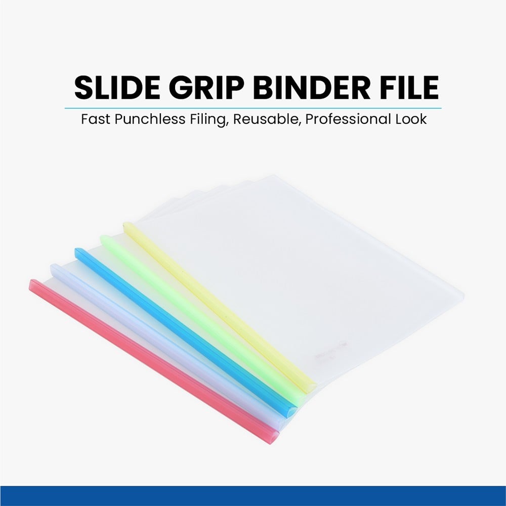 Worldone Slide Grip Binder File (10mm Sliding Bar) (Multicolour)