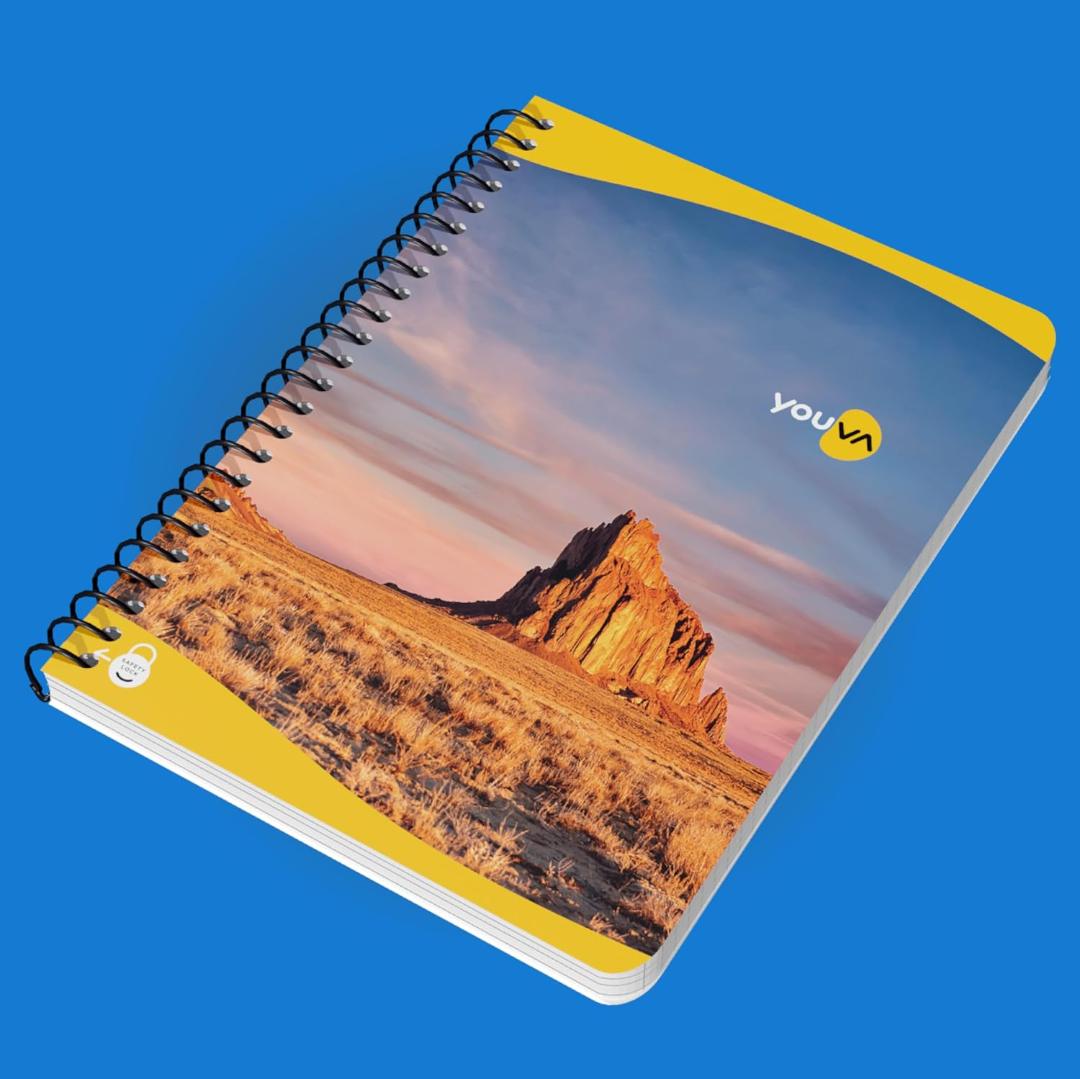 YOUVA Navneet|Spiral Long Book For Students And Executives|Spiral Bound With Safety Lock|A4 Size -21 X 29.7 Cm|Single Line|400 Pages|Pack Of 1